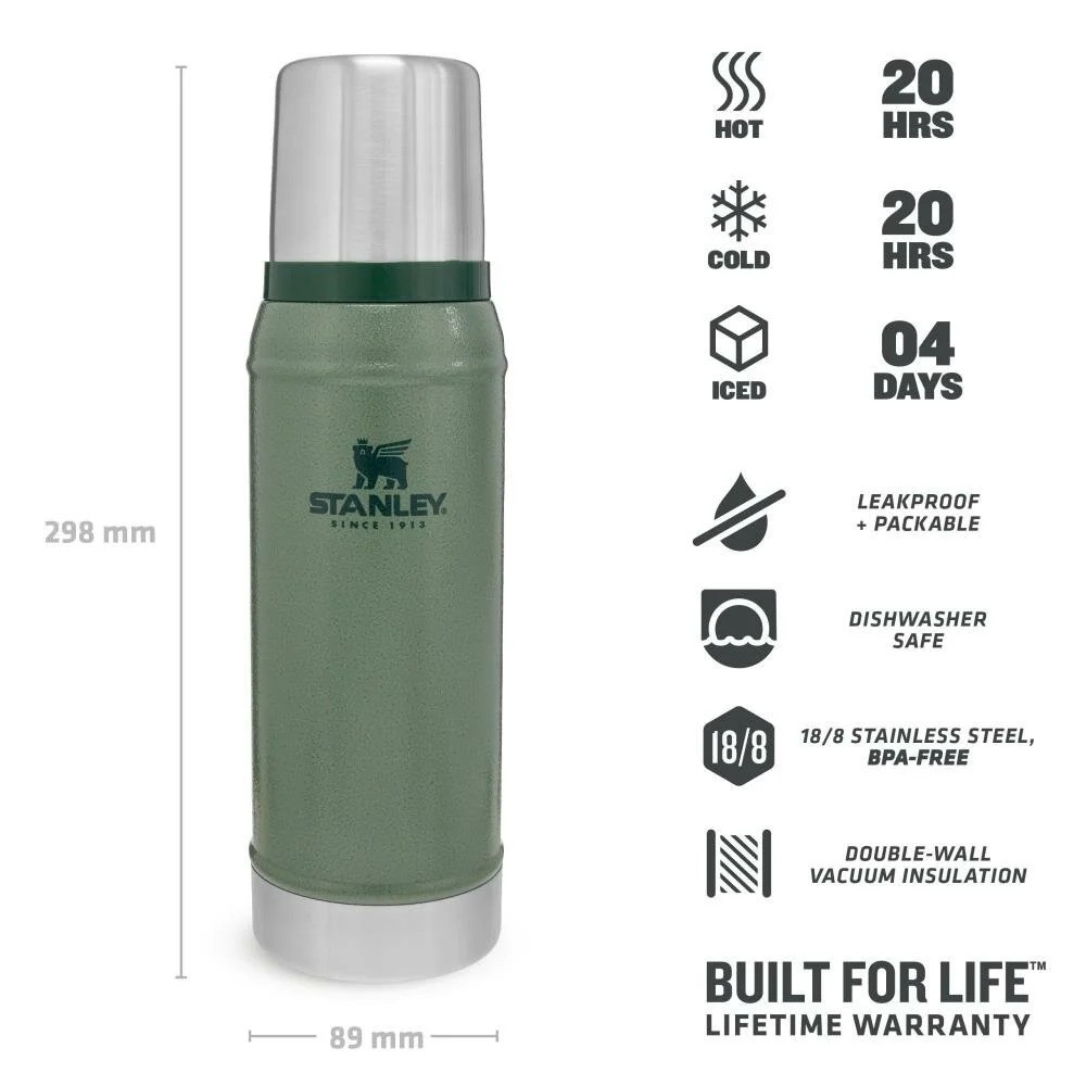STANLEY The Legendary Classic Thermal Bottle .75L  25oz Hammertone Green 1